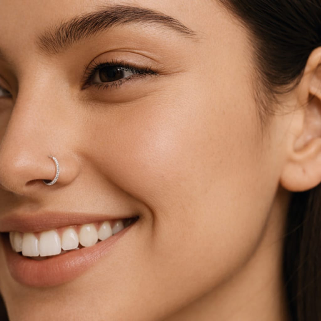 Piercing septum bijoux avec fermeture securisée pour éviter les pertes