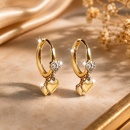 Bijou d'oreille sans piercing daith douleur, style cœur doré
