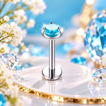 Bijou d'oreille vert émeraude pour cartilage, tragus et lobe