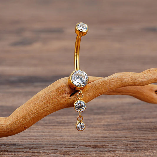 Bijou nombril en titane ASTM F136 avec pendentif zircone brillant.