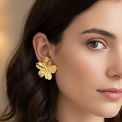Boucle d’oreille femme florale élégante sublimant le visage