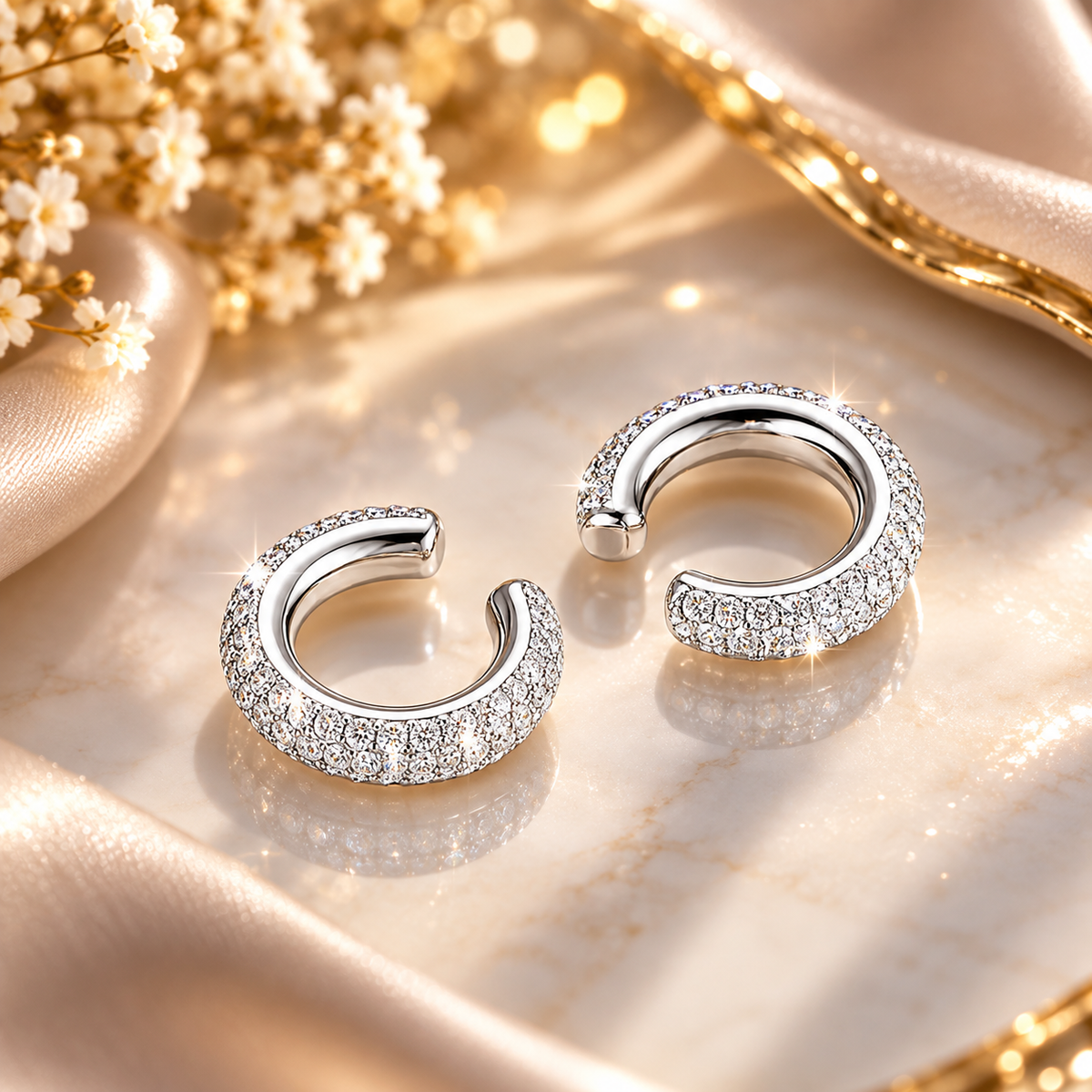 Boucles d'oreilles clip dorées ou argentées au design épuré