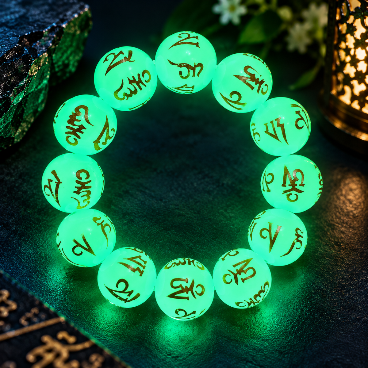 Bracelet en pierre naturelle lumineuse pour homme et femme