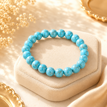 Bracelet féminin élastique en turquoise au style bohème élégant