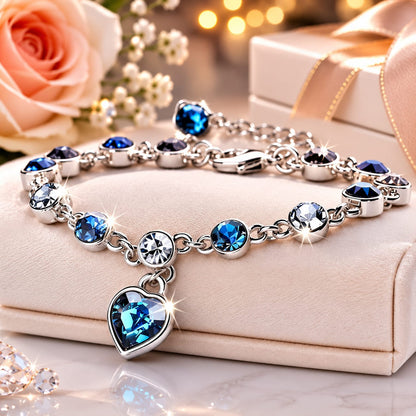 Bracelet femme tendance chic avec pendentif cœur bleu