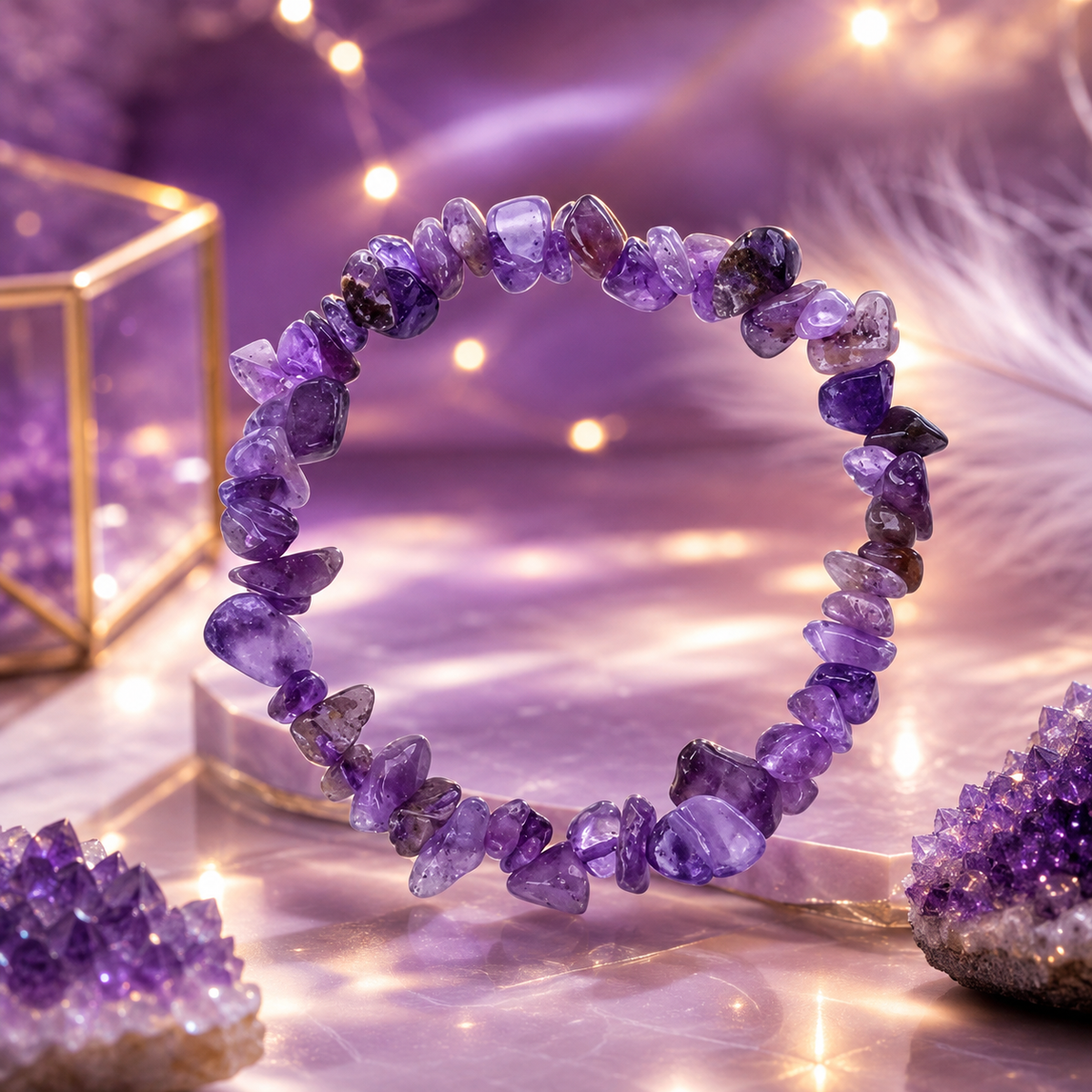 Bracelet perles en améthyste naturelle apaisante pour le style
