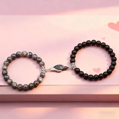 Bracelets de couple bicolores en pierres naturelles grade A.