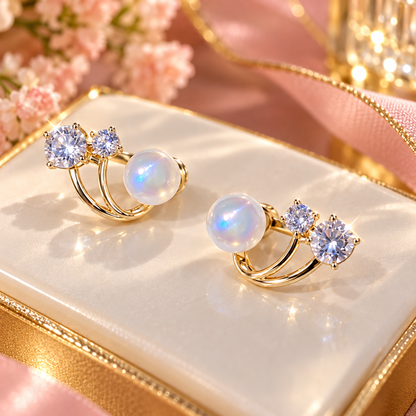 Clips d'oreilles sophistiqués sertis de zircons lumineux apportant une touche de chic