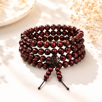 Collier et bracelet femme en bois naturel au nœud chinois