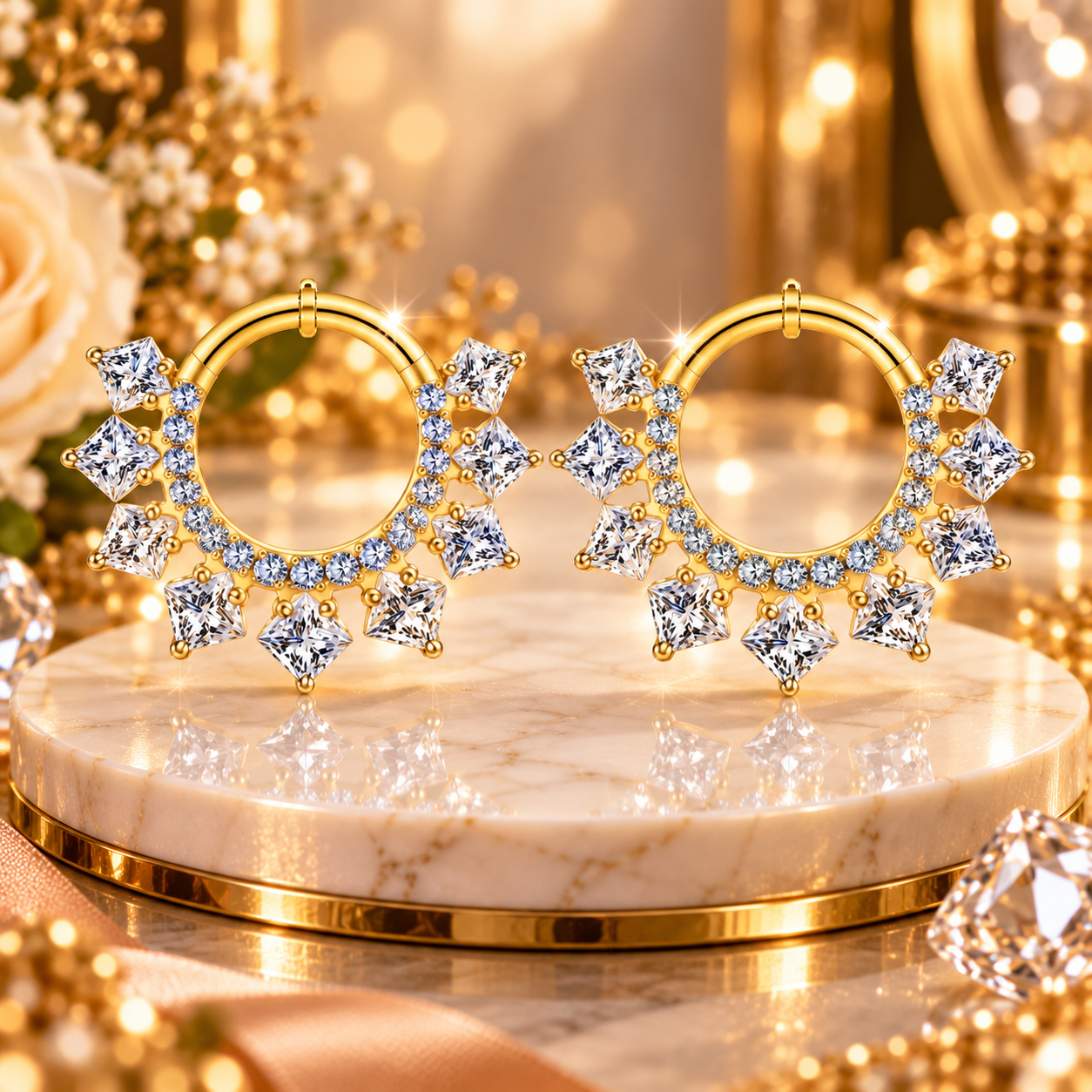 Créole daith bijou élégante avec pierres en zircone