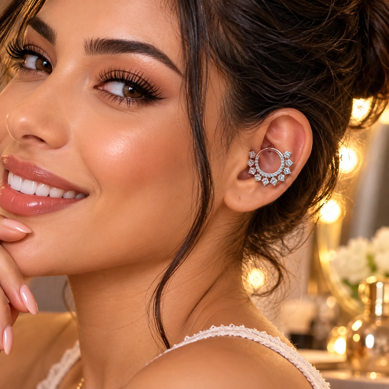 Daith bijou articulé en titane ASTM F136 argenté