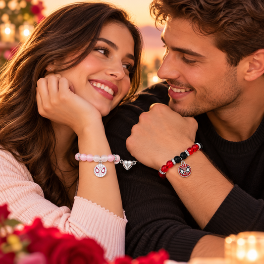 Duo de bracelets élastiques en acrylique pour amoureux