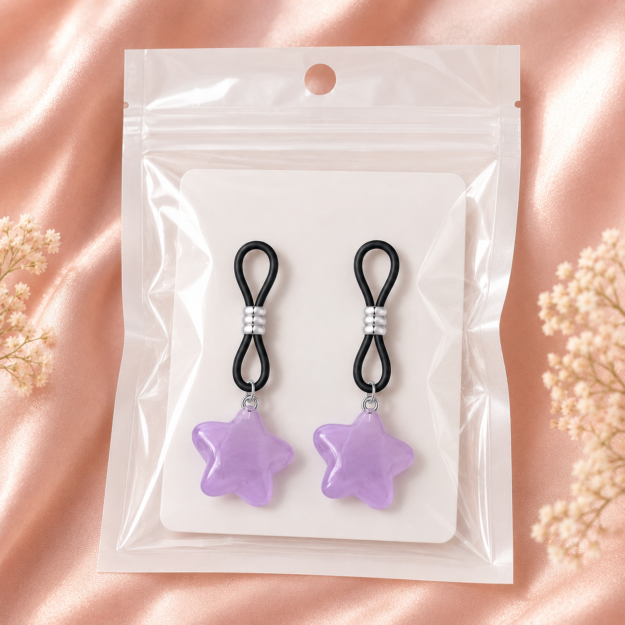 Faux piercing teton lumineux, style rock confortable et ajustable