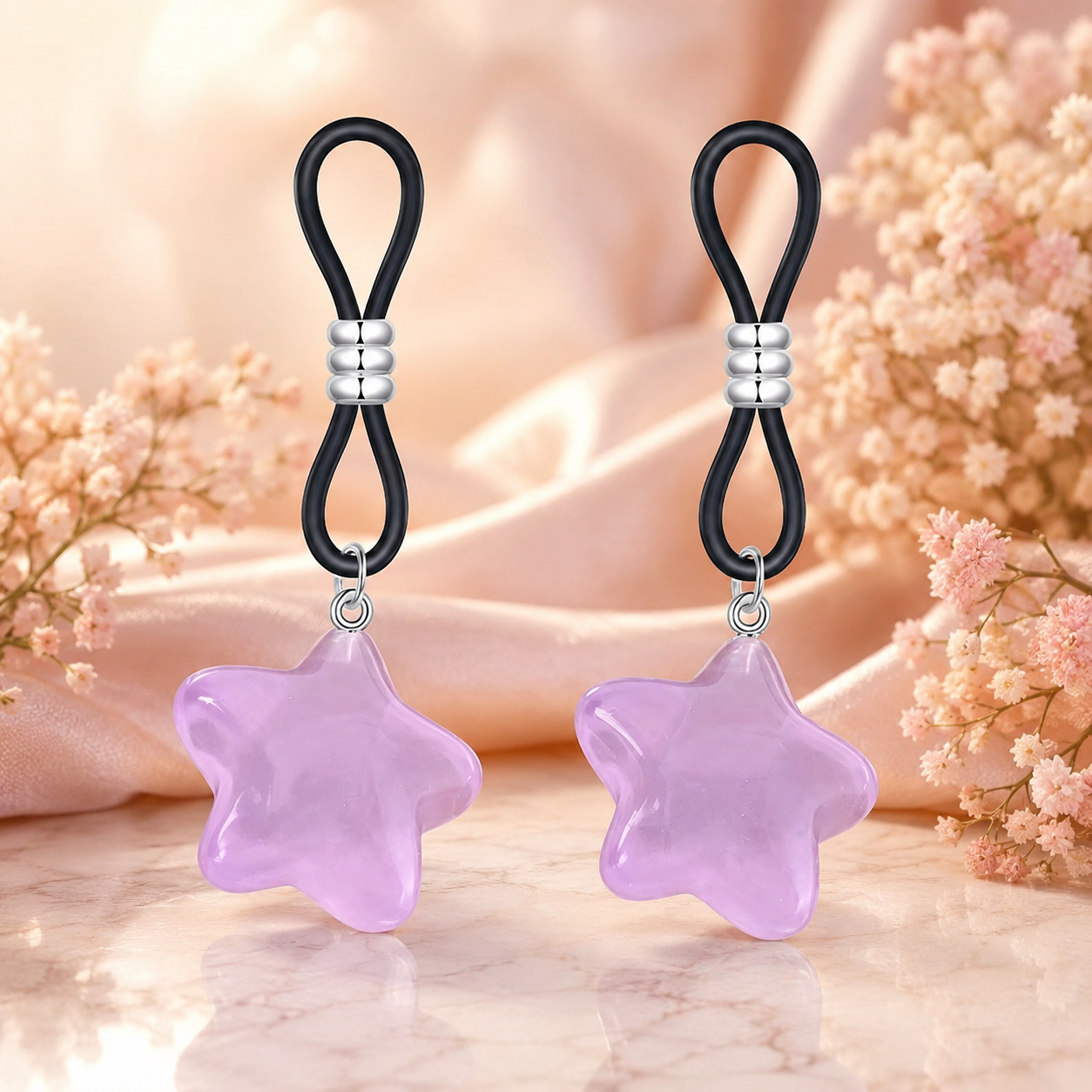 Faux piercing teton réglable, design pentagramme brillant sans perçage.