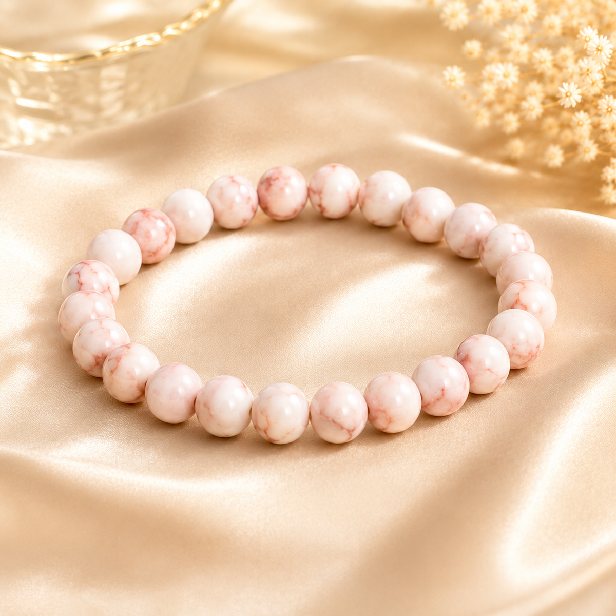 Gros plan sur un bracelet en perles d'œil de tigre.