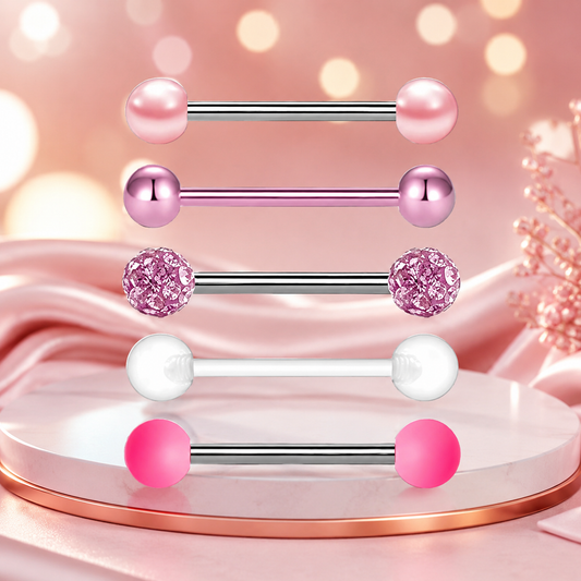 Lot de 5 bijoux langue piercing en acier inoxydable coloré