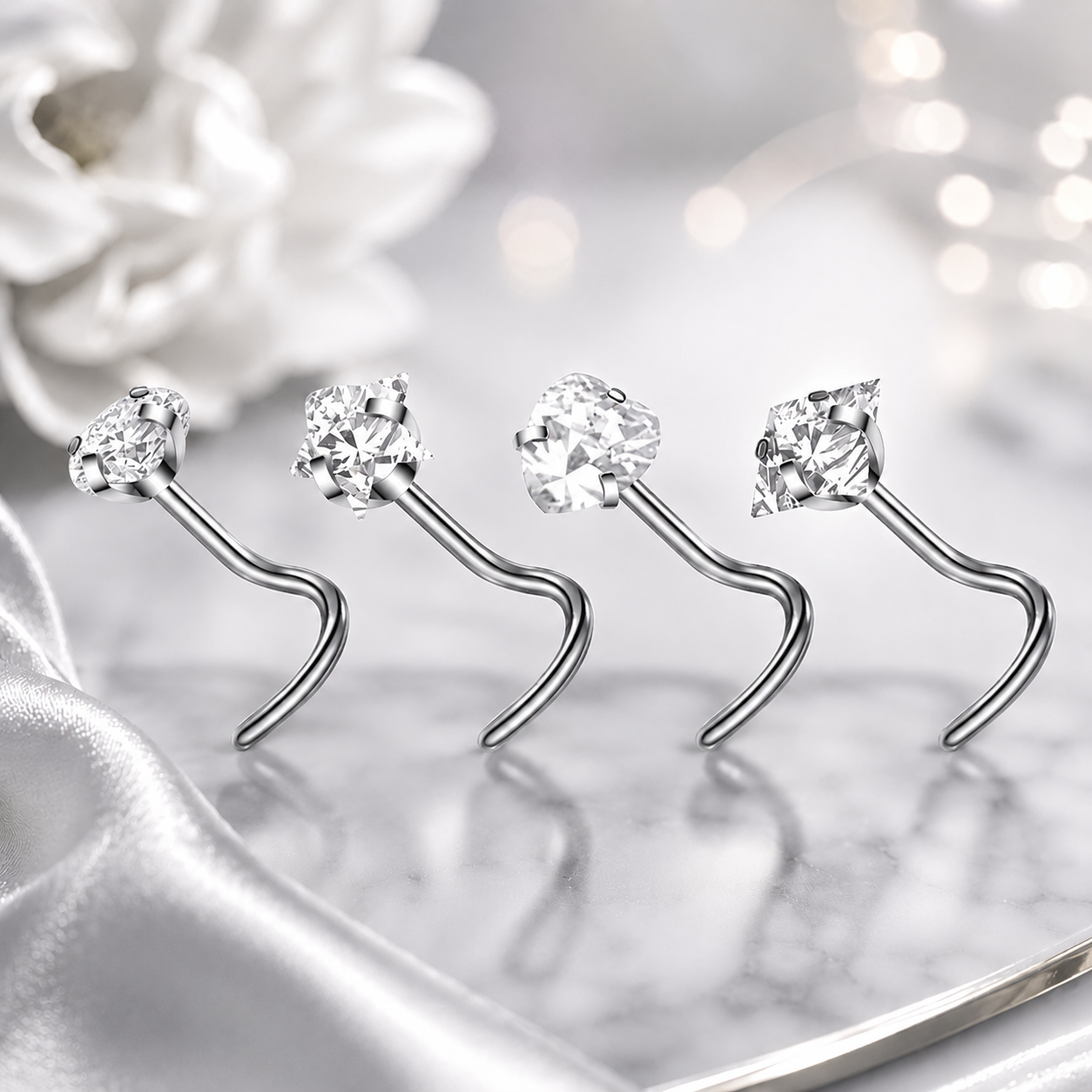 Lot de bijoux piercing nez acier chirurgical étoile bleu profond