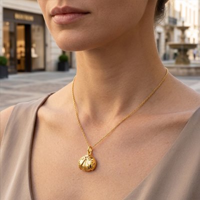 Pendentif femmes au motif en relief inspiré d'une fleur.