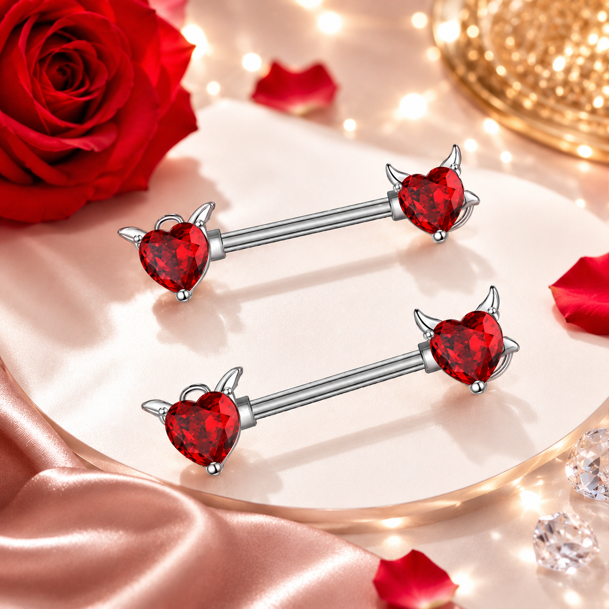 Piercing au teton zircon rouge, élégant et résistant