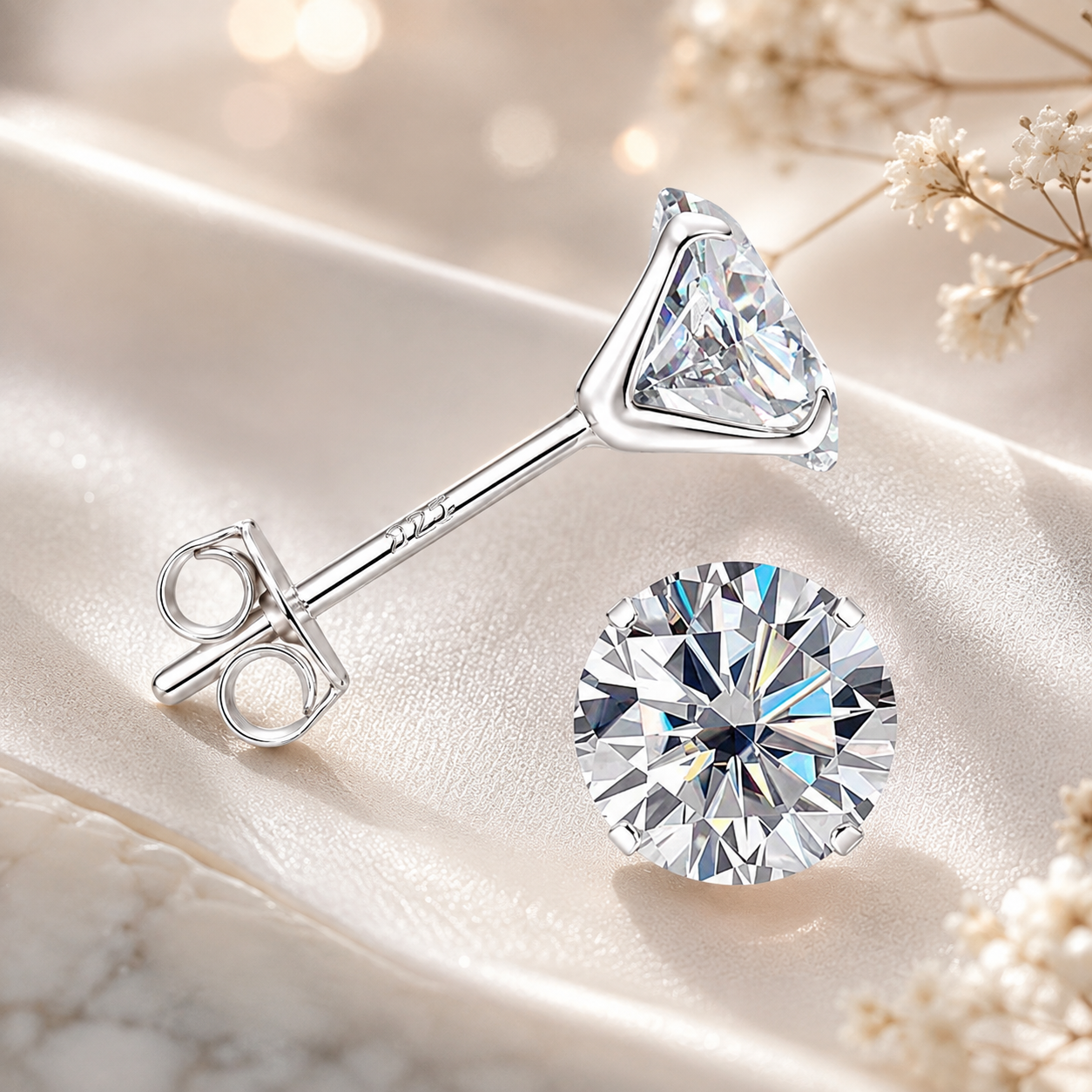 Piercing conch bienfaits en or 14K et moissanite verte scintillante.