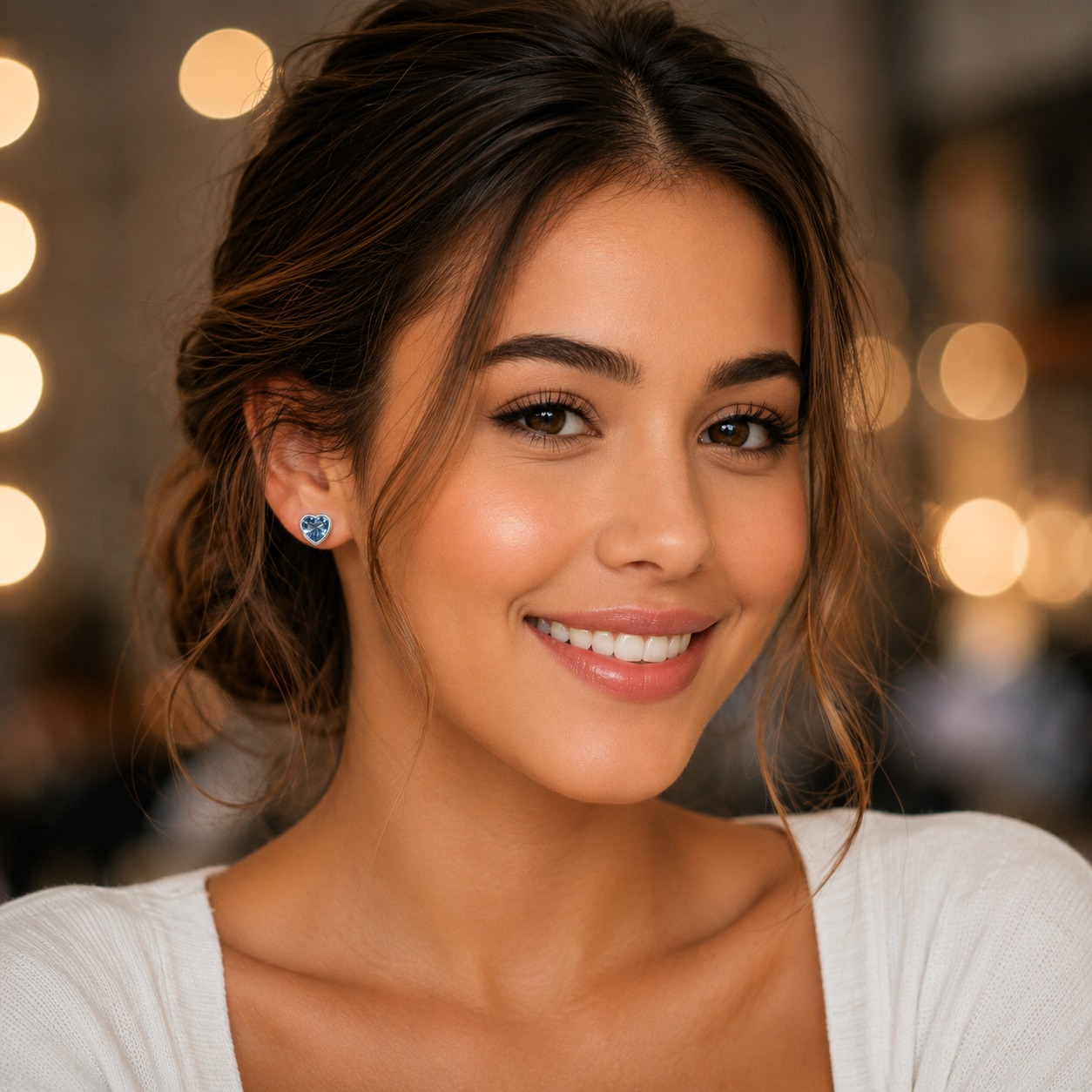 Piercing daith coeur rose pour apporter une touche très romantique.
