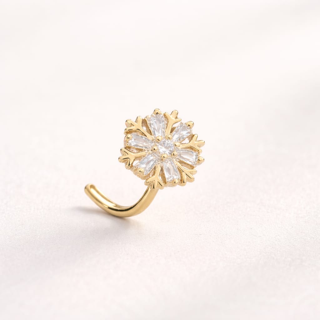 Piercing nez anneau doré en forme de U sans perforation.