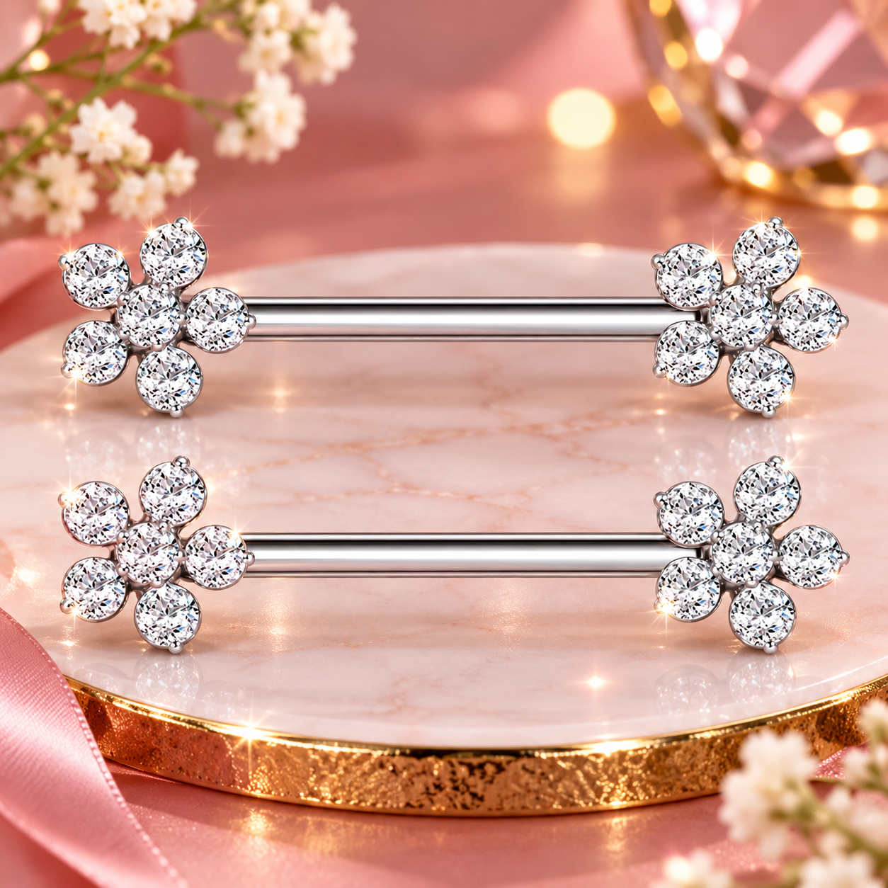 Piercing tetons prix avec zircone brillante et confortable