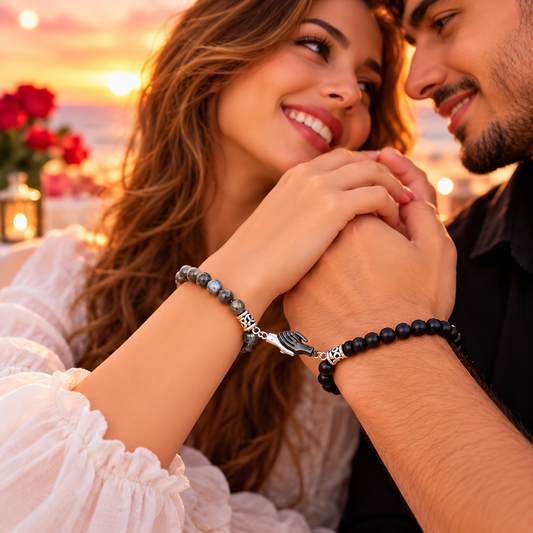 Set de deux bracelets assortis pour amoureux en perles