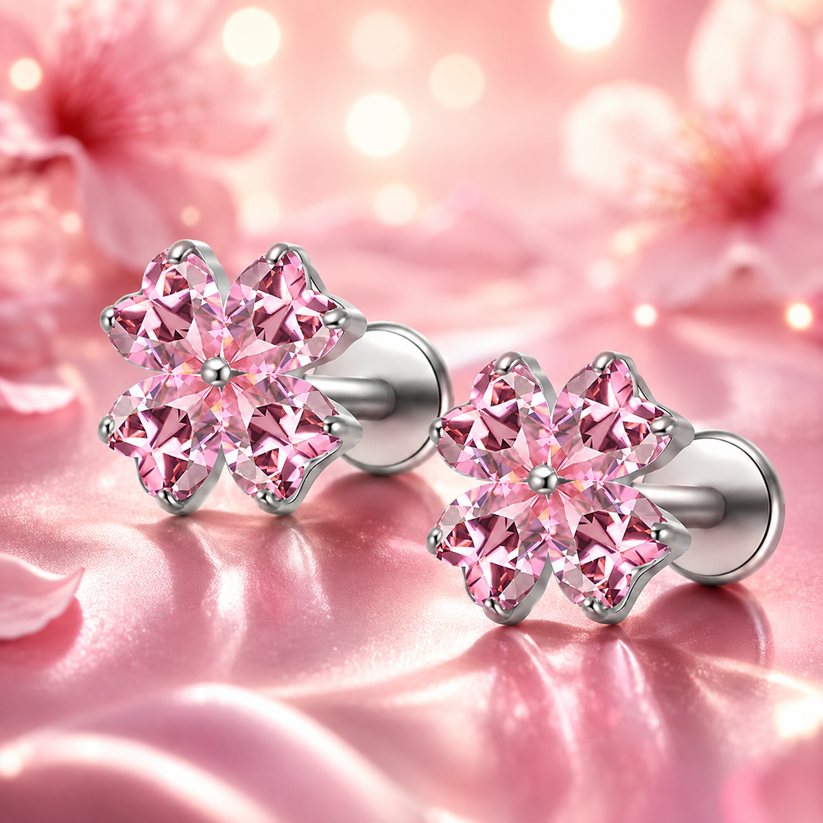 Style romantique avec ce piercing anti-helix émeraude brillant.