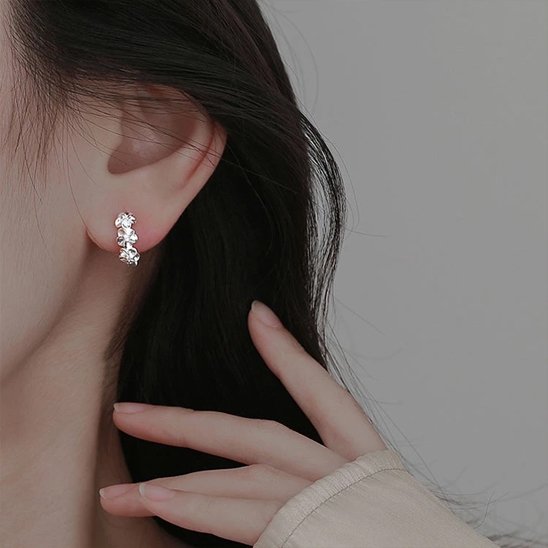  Boucle d'oreille creole florale hypoallergénique en argent massif