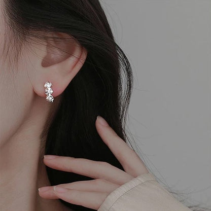  Boucle d'oreille creole florale hypoallergénique en argent massif