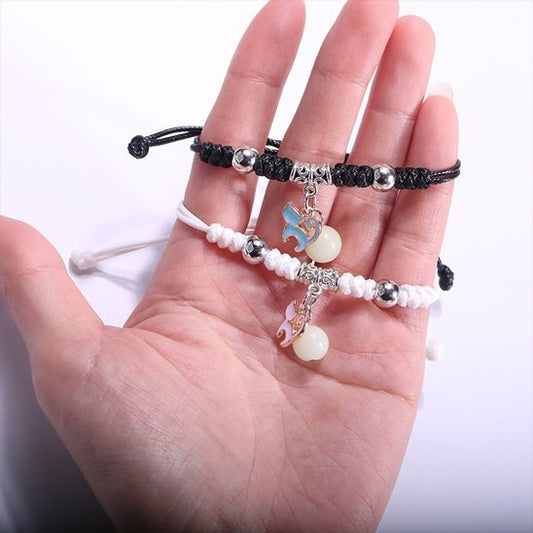 Bracelet couple​  avec perle noires et blanches
