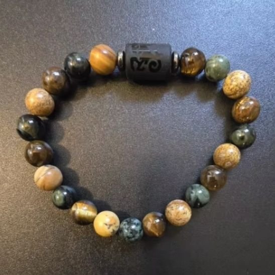 Bracelet unisexe au style bohème avec mélange harmonieux de pierres naturelles