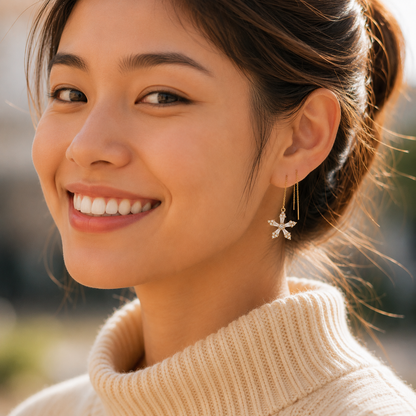 daith piercing fleur brillant pour oreille féminine