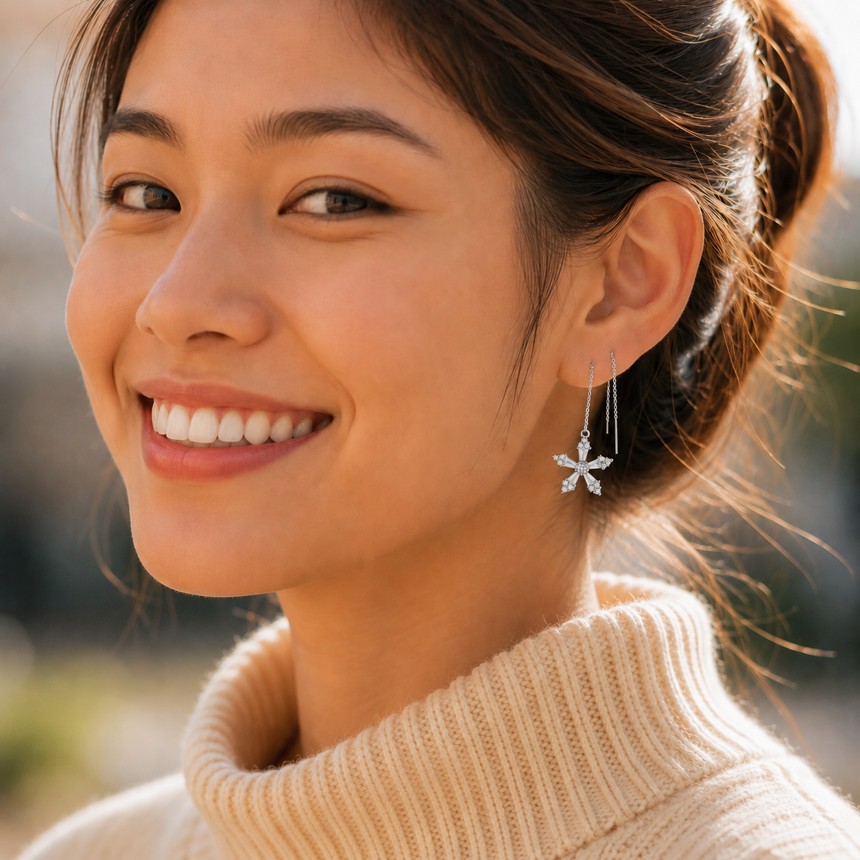 daith piercing luxe argent avec éclat longue durée