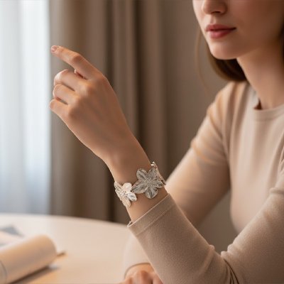  Disponible en or doré ou argent métallisé  ce bracelet léger et polyvalent complète aussi bien les looks décontractés que les tenues plus habillées