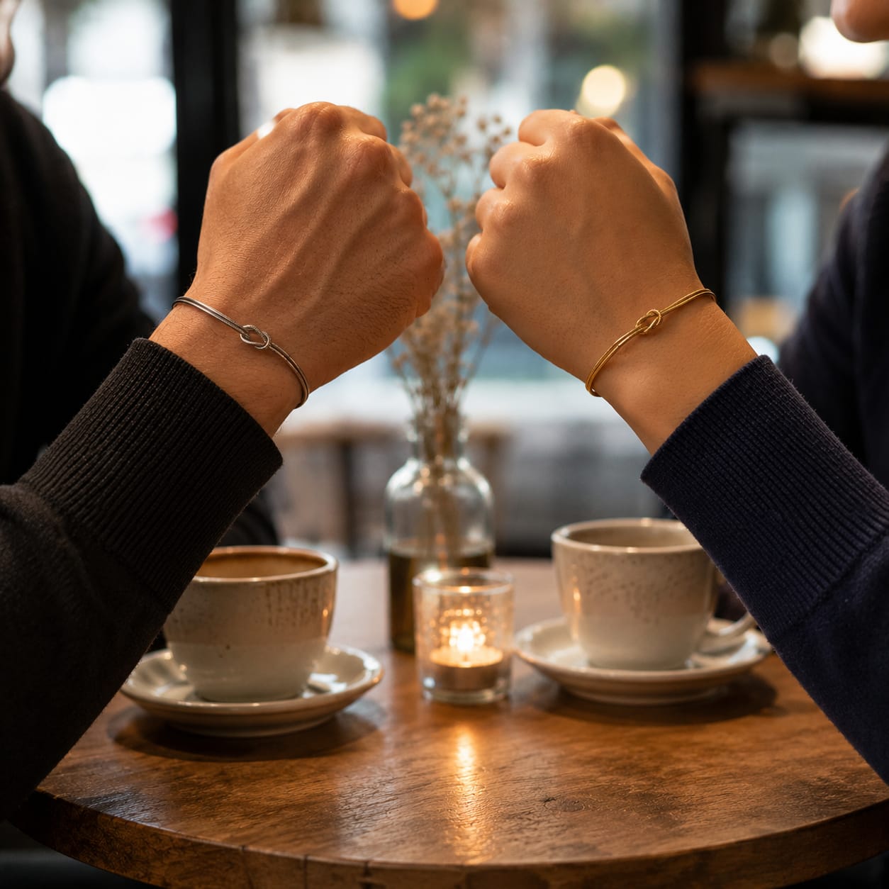 eux bijoux commun couple en acier inoxydable plaqué or.