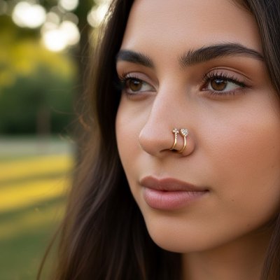 Piercing nez anneau en U argenté au design minimaliste chic.